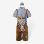 Conjunto de traje bávaro para hombre – conjunto tradicional con pantalón de aspecto de cuero, camisa de cuadros y sombre