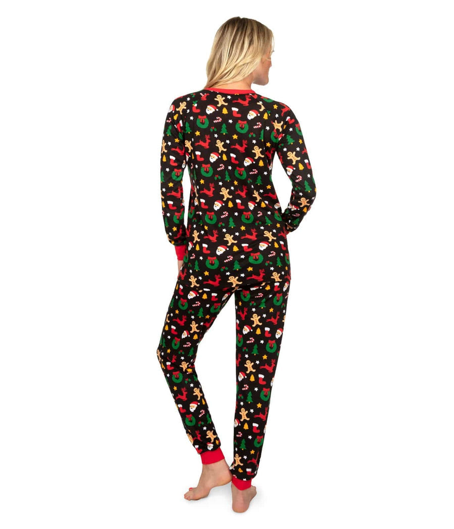 Conjunto de pijama de cortadores de galletas para mujer con bolsillos laterales y cintura con cordón