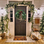 Corona de Navidad boho con cascabeles para puerta y pared