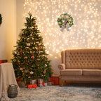 Corona de Navidad con Belén y luces LED