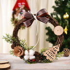 Corona de Navidad decorativa con anilla de mimbre