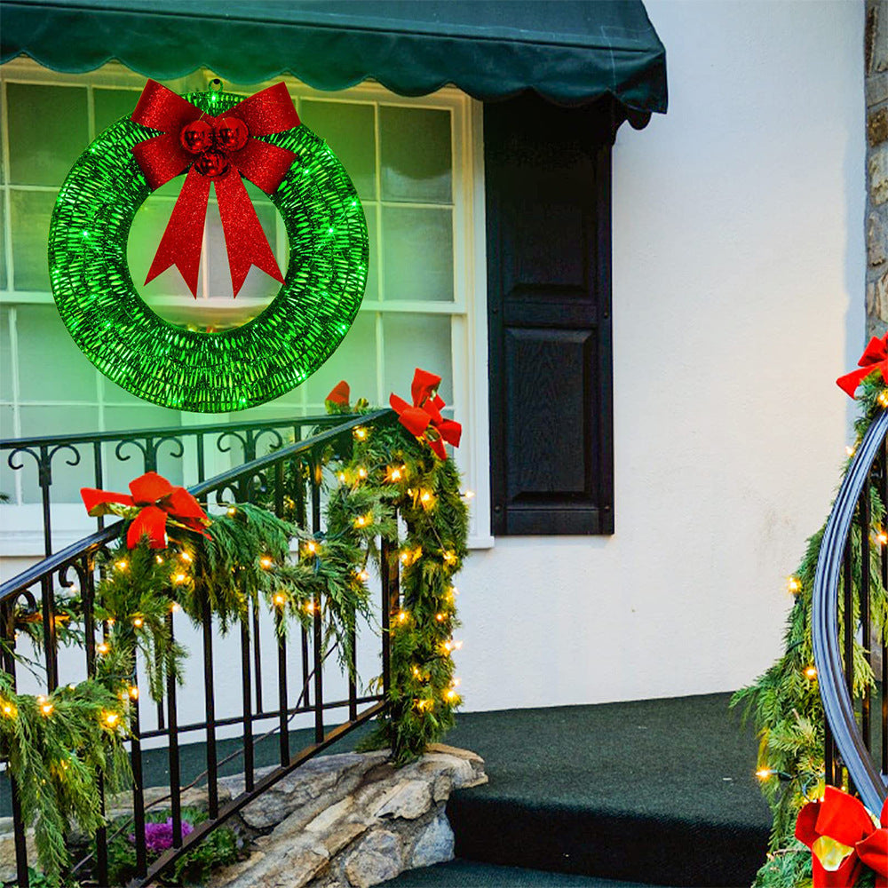 Corona de Navidad iluminada de 50 cm hecha a mano con 140 luces LED