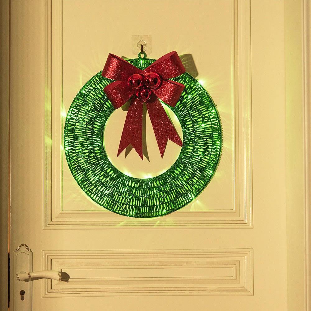 Corona de Navidad iluminada de 50 cm hecha a mano con 140 luces LED