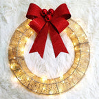 Corona de Navidad iluminada de 50 cm hecha a mano con 140 luces LED