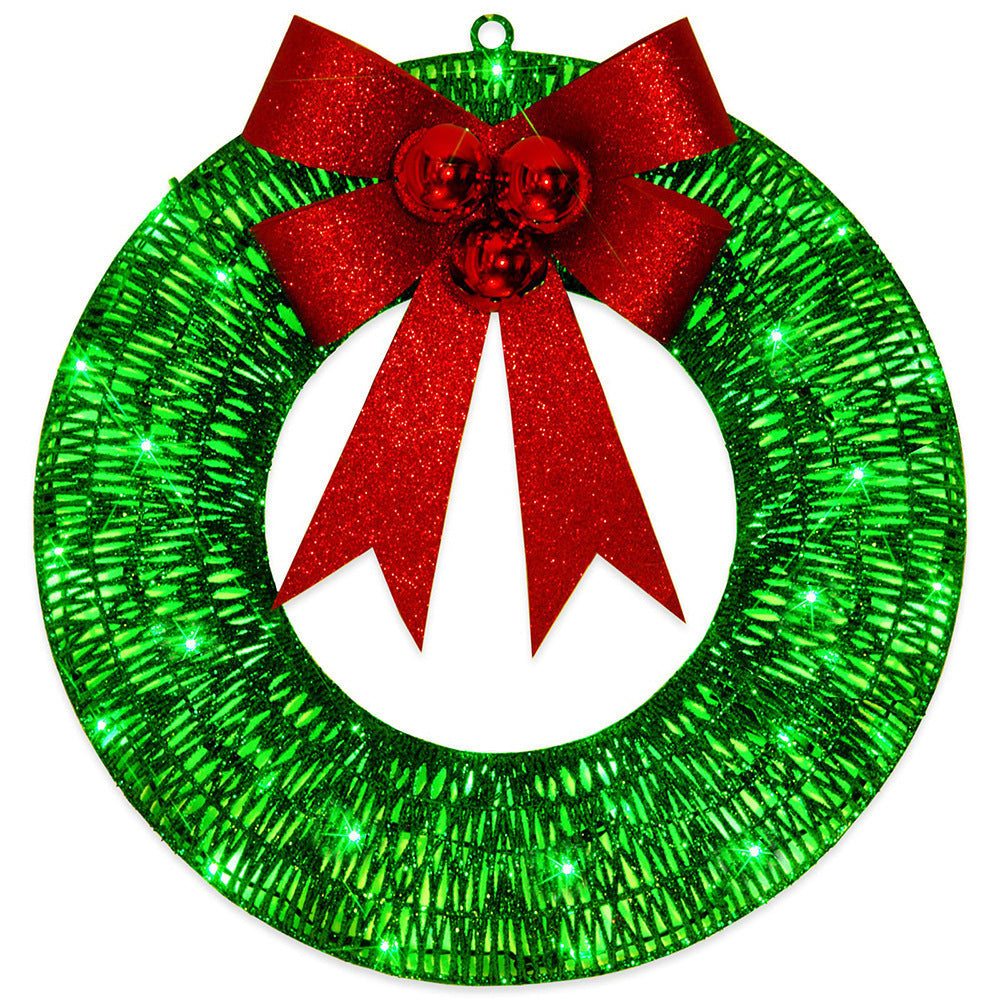 Corona de Navidad iluminada de 50 cm hecha a mano con 140 luces LED
