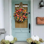 Corona de otoño con peonías y calabazas para puerta | 40 cm o 50 cm | Hecha a mano para interior y exterior estilo granj