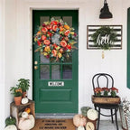 Corona de otoño con peonías y calabazas para puerta | 40 cm o 50 cm | Hecha a mano para interior y exterior estilo granj