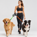 Correa doble para perros – Correa dual para 2 perros con giro 360°, sin enredos, reflectante