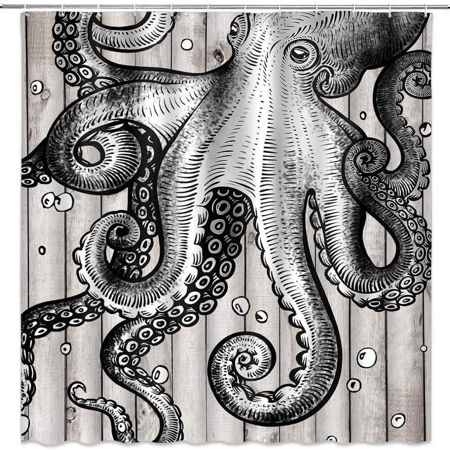 Cortina de ducha con diseño de temática oceánica