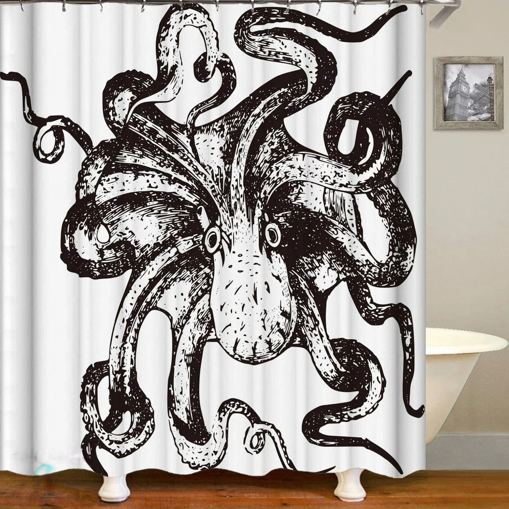 Cortina de ducha con diseño de temática oceánica