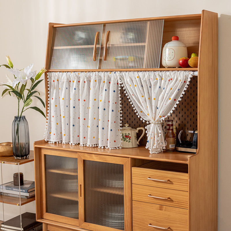 Cortina decorativa de cocina con estampado de fresas