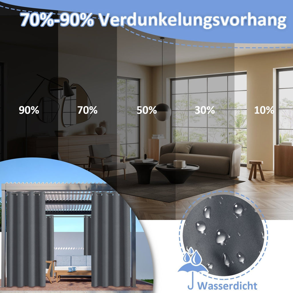 Cortina exterior impermeable con ojales