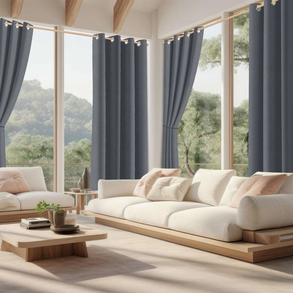 Cortina exterior impermeable con ojales