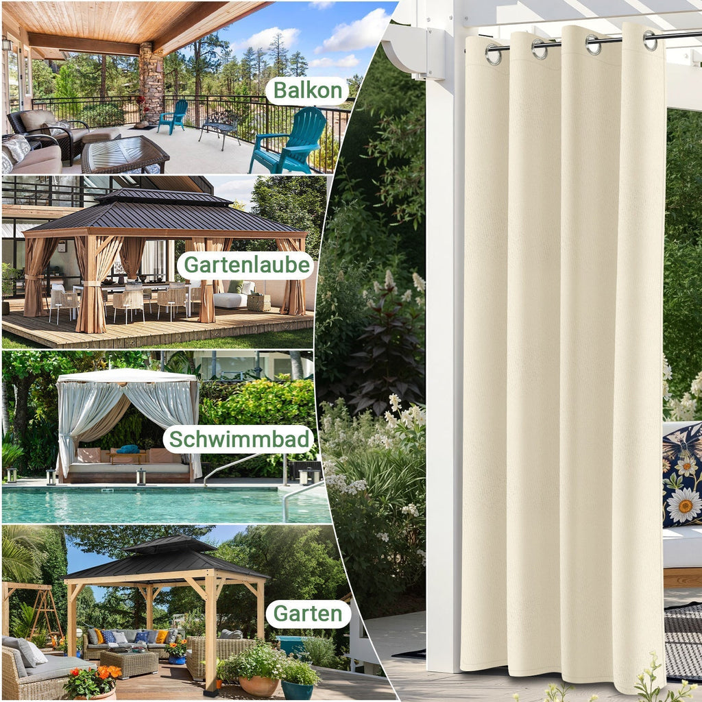 Cortina exterior impermeable con ojales