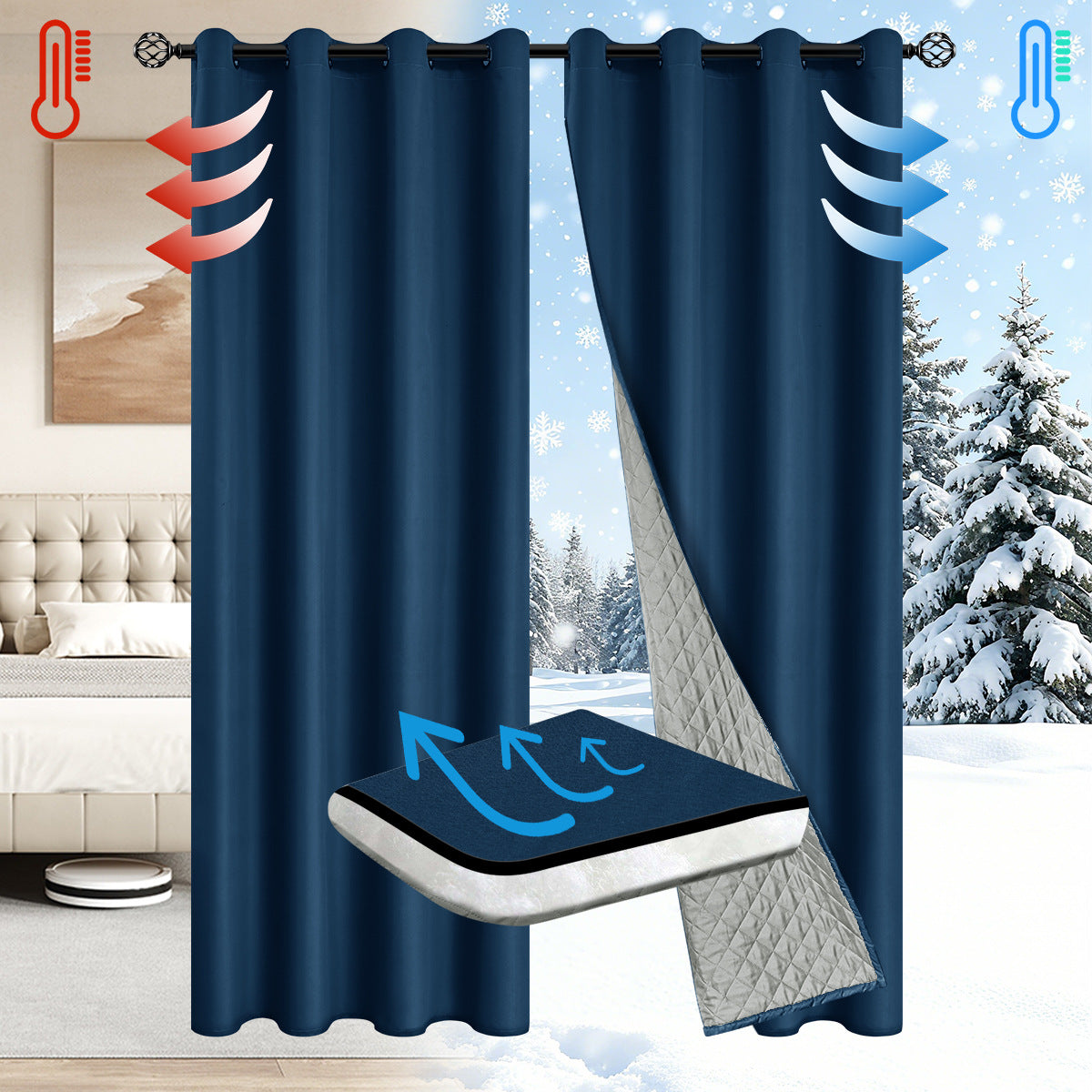 Cortinas opacas térmicas aislantes para ventana