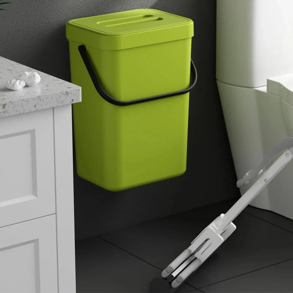 Cubo de basura mini Binova con tapa colgante y de pared
