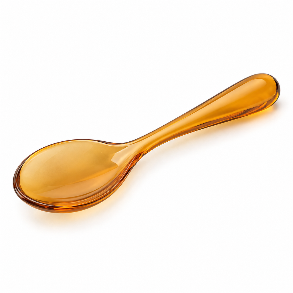 Cuchara de acrílico ámbar translúcido de 18 cm