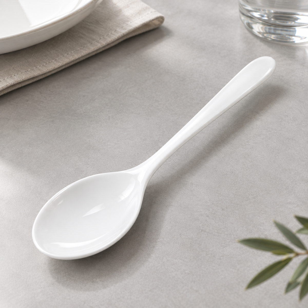 Cuchara de porcelana blanca 15 cm cuchara de mesa clásica