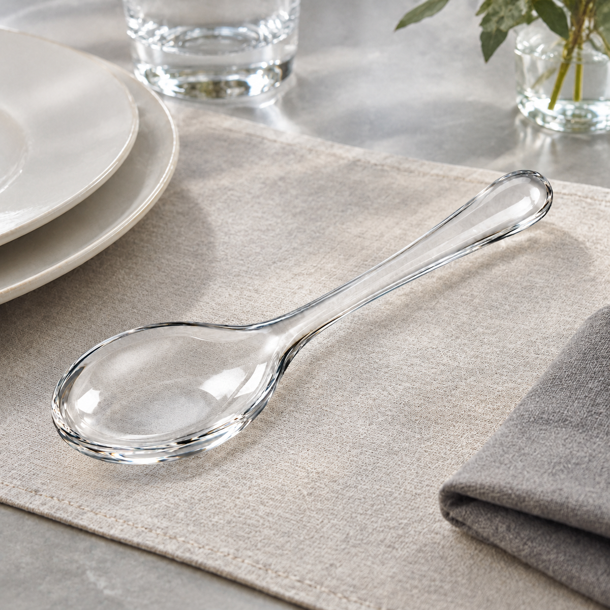 Cuchara de servir de cristal 20 cm transparente