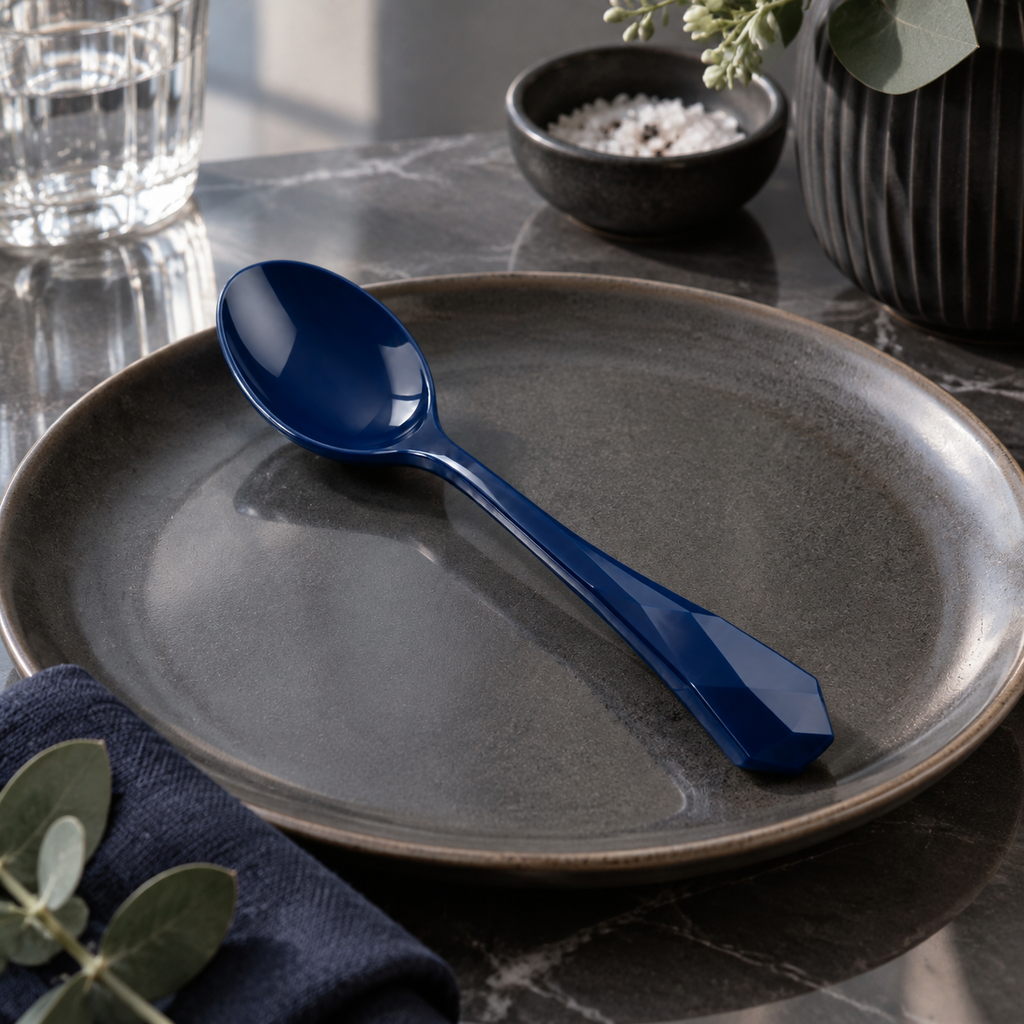 Cuchara Facetada Azul Intenso ORNISHOP 15 cm Ligera para Uso Diario