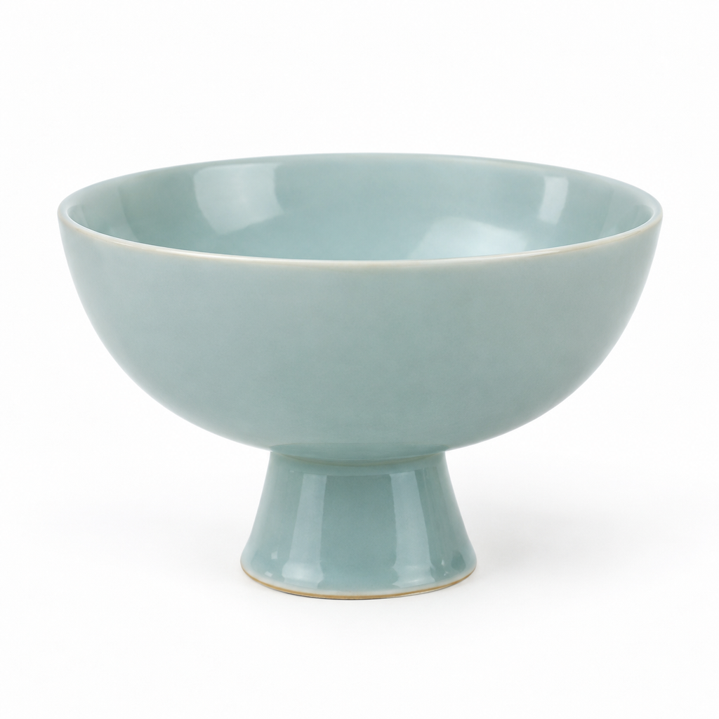Cuenco con pedestal azul cielo de 20 cm de cerámica decorativa elevada ORNISHOP