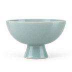 Cuenco con pedestal azul cielo de 20 cm de cerámica decorativa elevada ORNISHOP