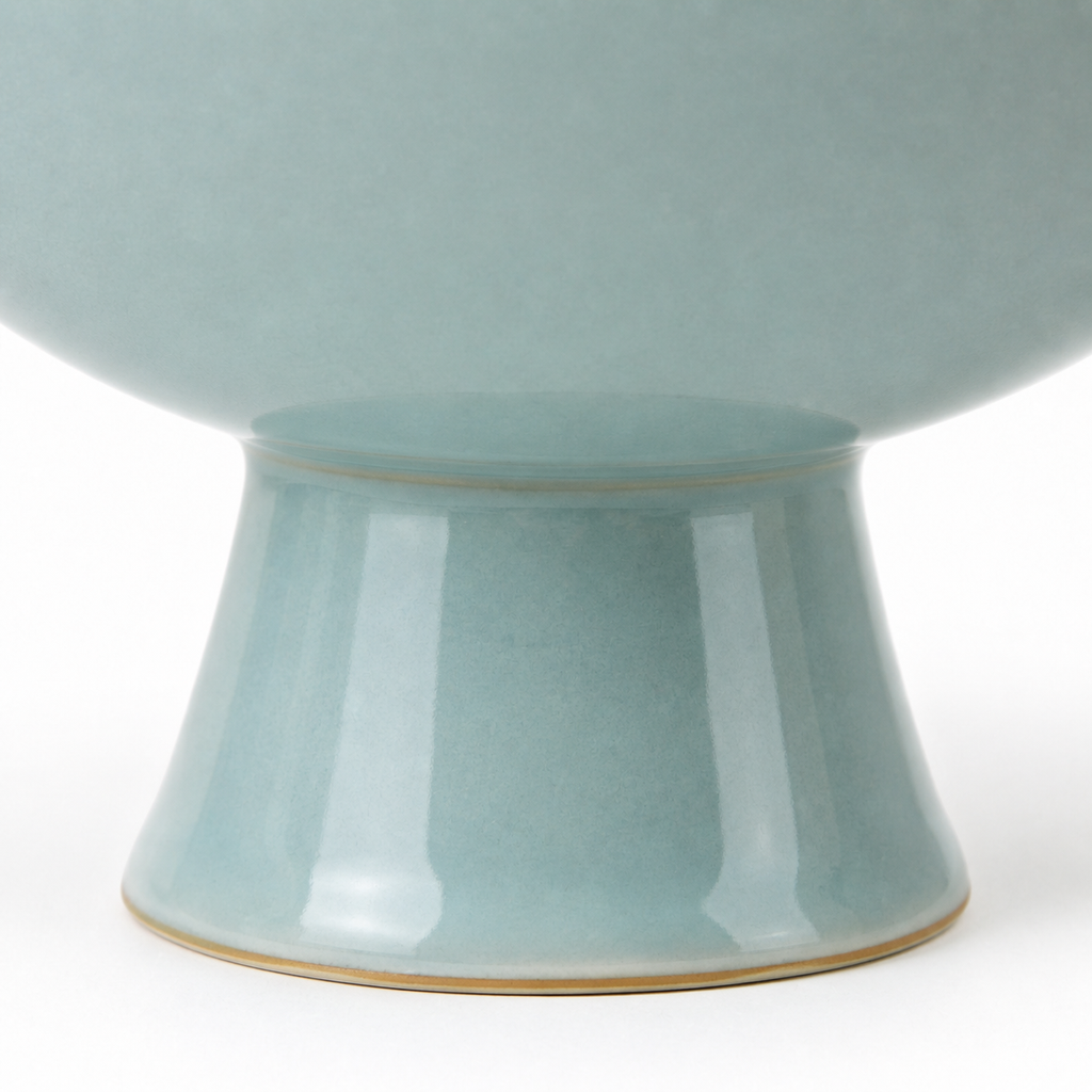 Cuenco con pedestal azul cielo de 20 cm de cerámica decorativa elevada ORNISHOP