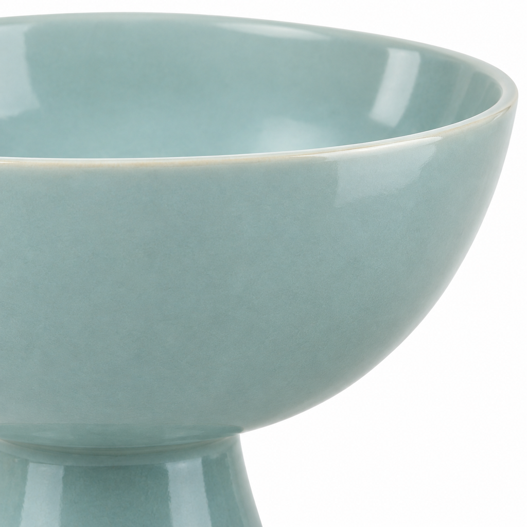 Cuenco con pedestal azul cielo de 20 cm de cerámica decorativa elevada ORNISHOP