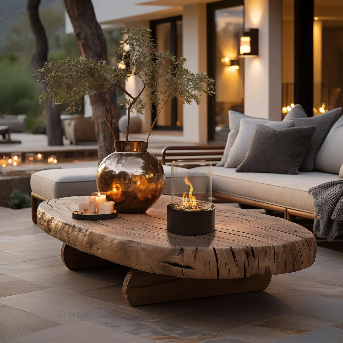 Cuenco de fuego portátil Shakti para mesa — Ambiente cálido y elegante