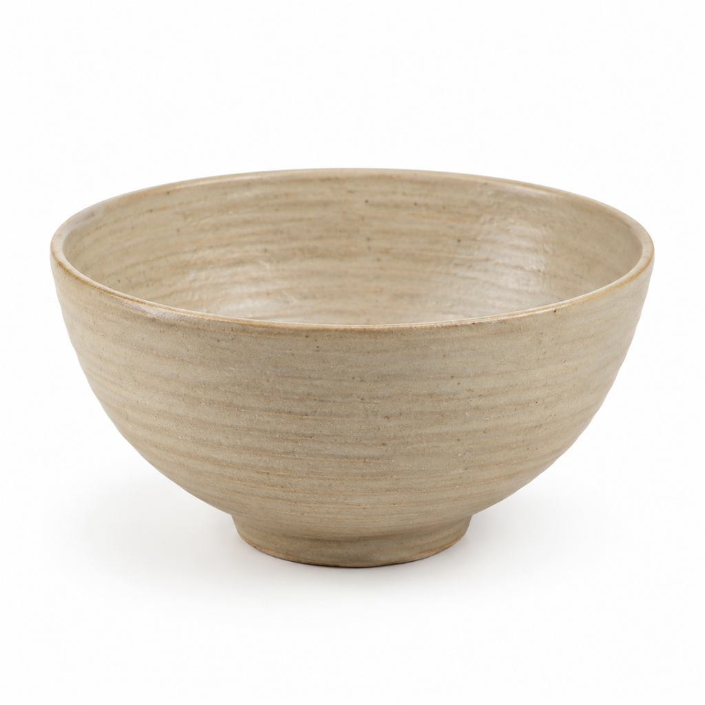 Cuenco de servir de cerámica beige 25 cm hecho a mano
