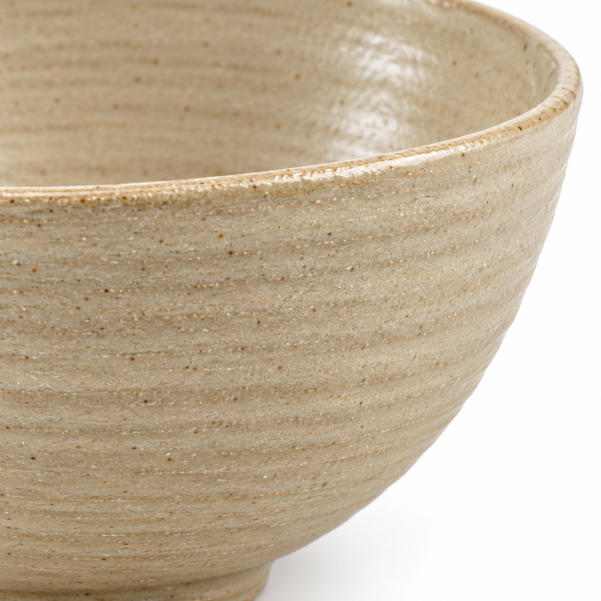 Cuenco de servir de cerámica beige 25 cm hecho a mano