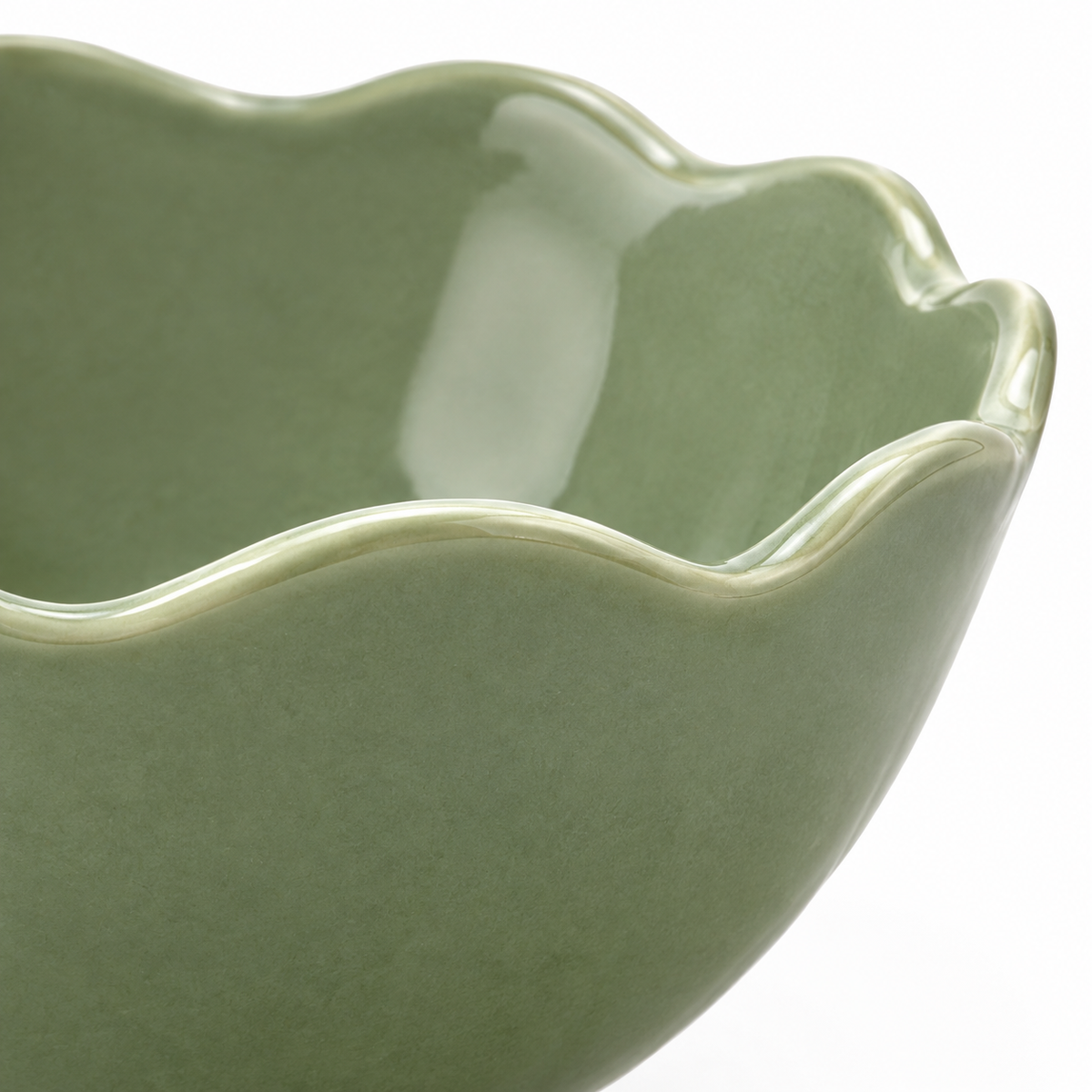 Cuenco Decorativo de Cerámica Festoneado Verde Salvia 25 cm