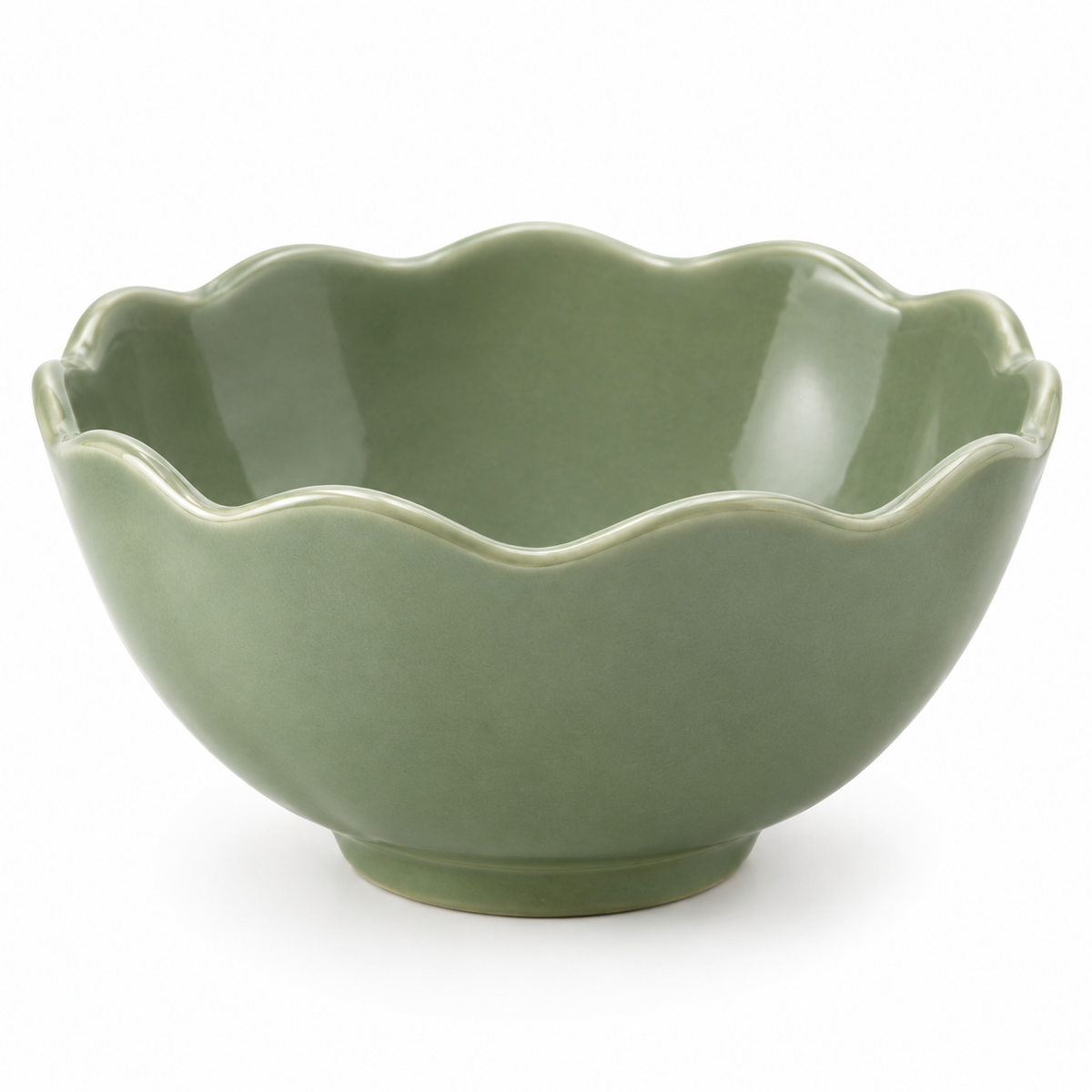 Cuenco Decorativo de Cerámica Festoneado Verde Salvia 25 cm