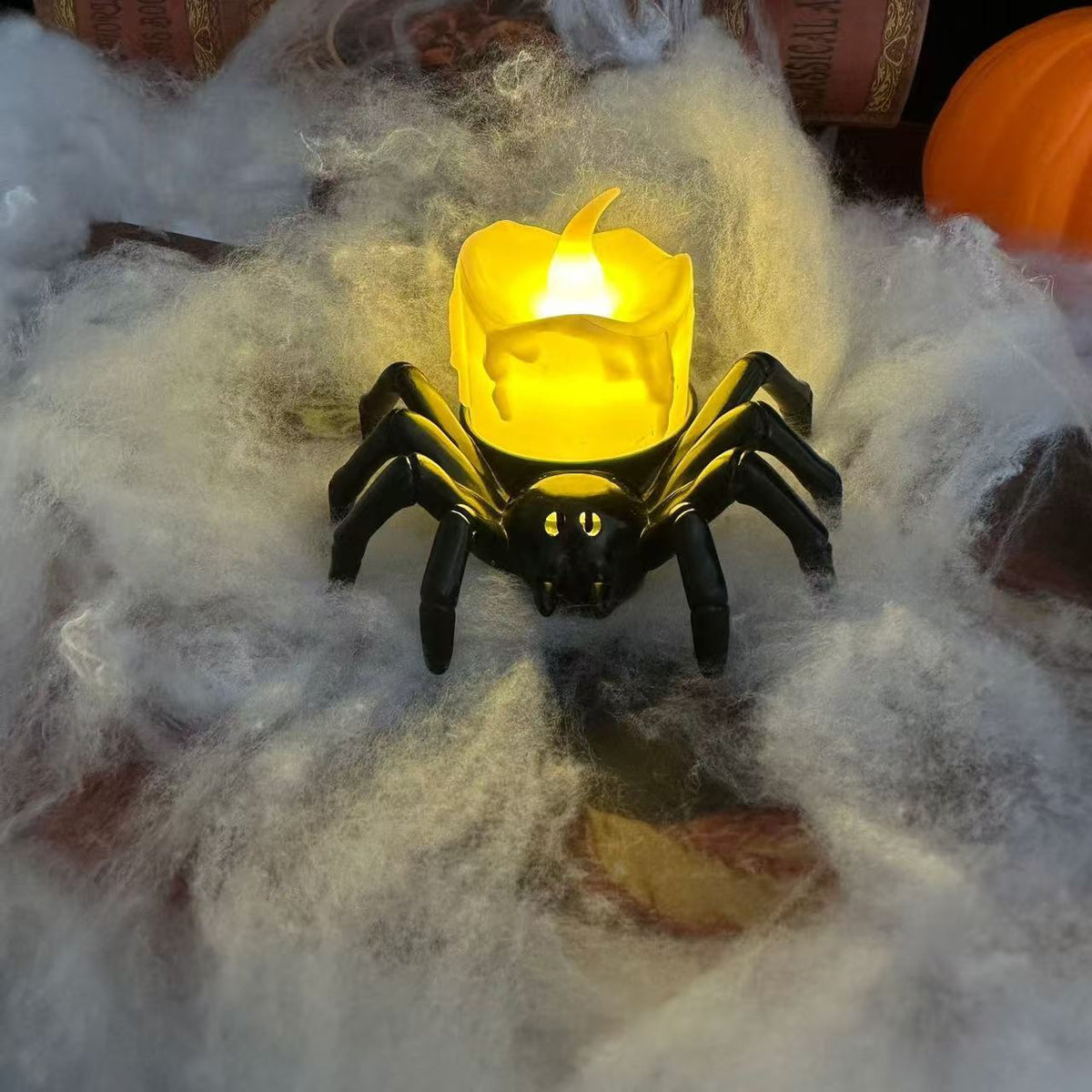 Decoración de Halloween – Araña ornamental con diseños de velas y ojos