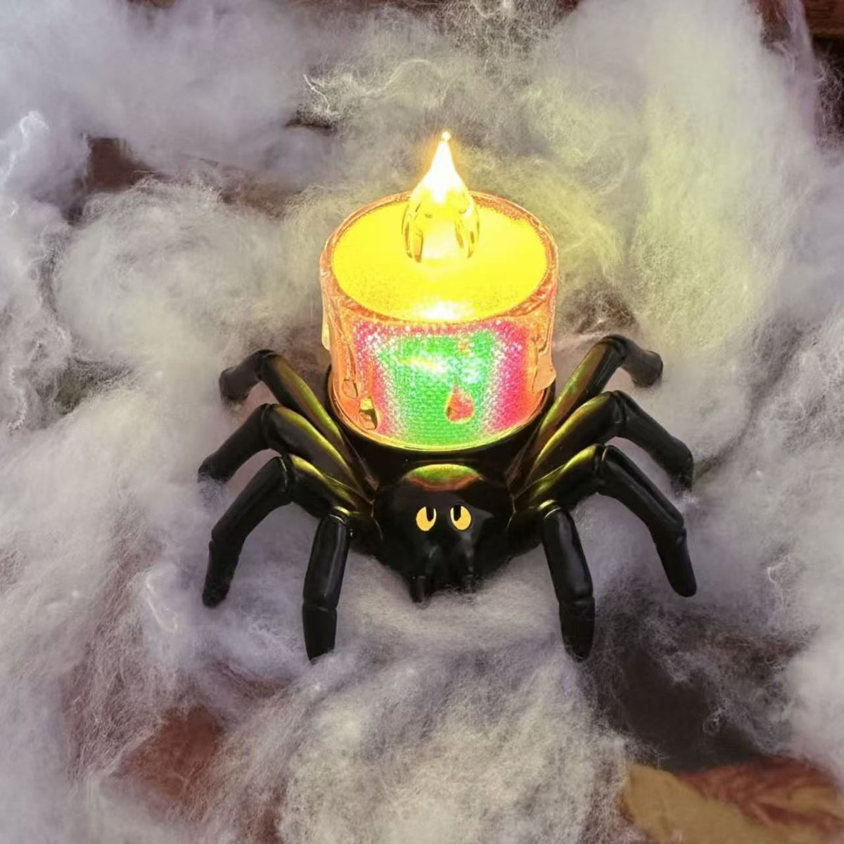 Decoración de Halloween – Araña ornamental con diseños de velas y ojos