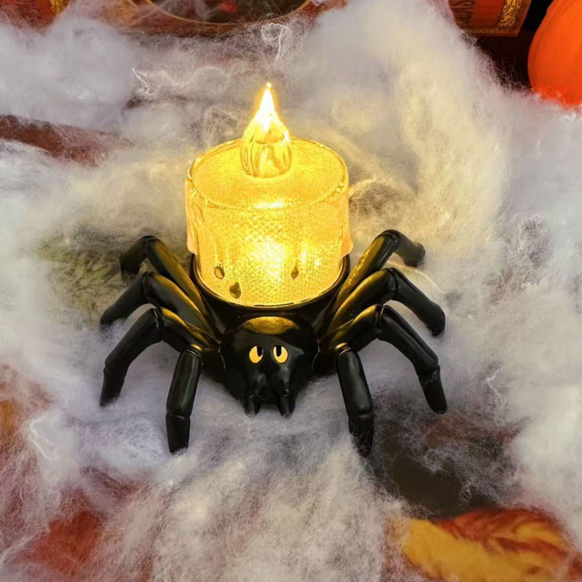 Decoración de Halloween – Araña ornamental con diseños de velas y ojos