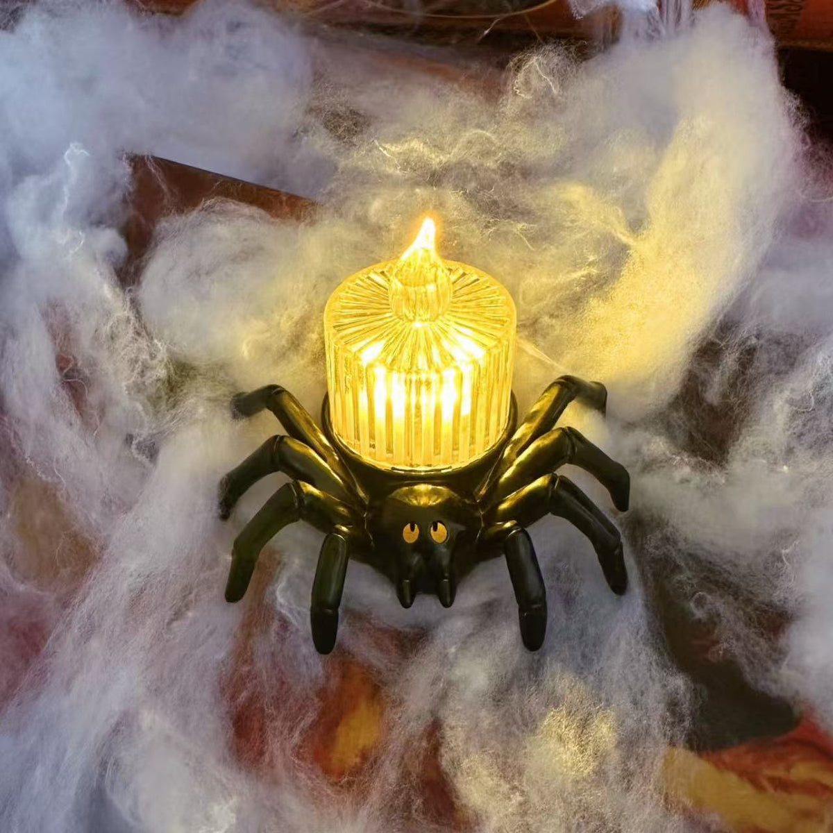 Decoración de Halloween – Araña ornamental con diseños de velas y ojos