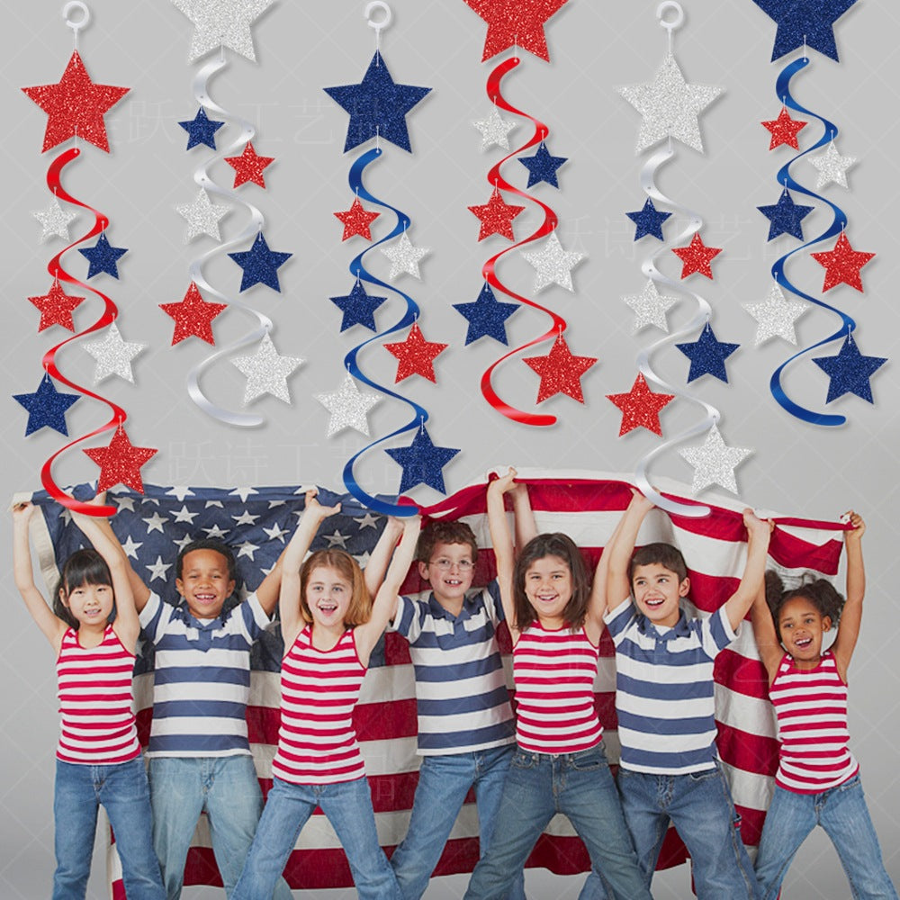 Decoraciones colgantes espirales con estrellas brillantes, set multipieza con purpurina y anilla