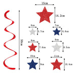Decoraciones colgantes espirales con estrellas brillantes, set multipieza con purpurina y anilla