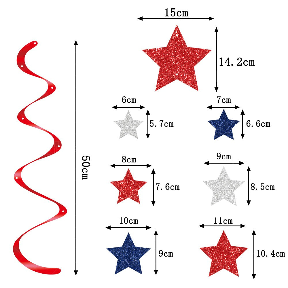 Decoraciones colgantes espirales con estrellas brillantes, set multipieza con purpurina y anilla