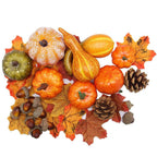 Decoraciones de mesa de otoño, set de 50 piezas con mini calabazas de espuma, hojas de arce, bellotas y piñas para mesas