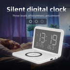 Despertador digital con carga inalámbrica rápida 15 W, temperatura y luz