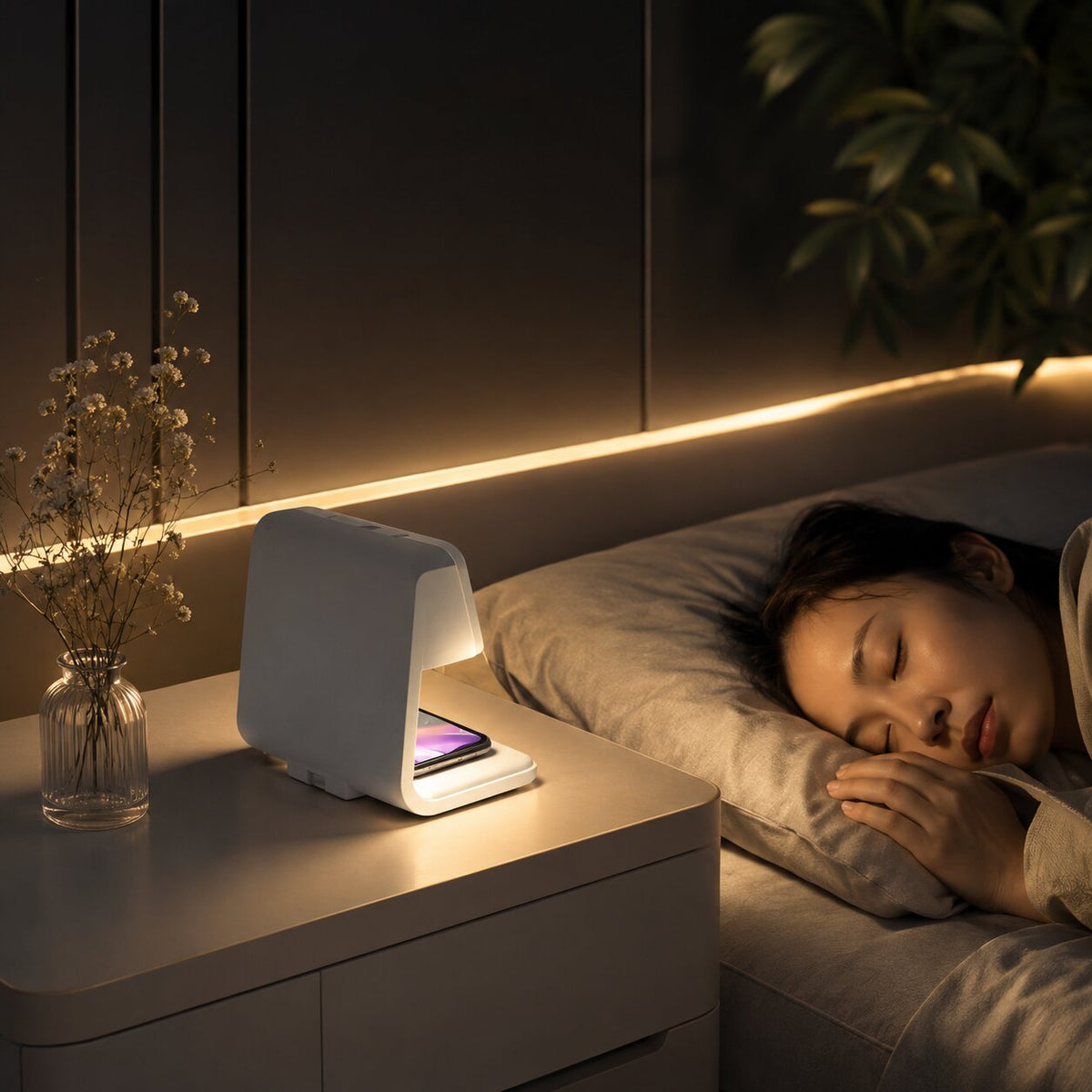Despertador LED con carga inalámbrica | Pantalla LCD con hora, fecha y temperatura | Regulador táctil con 3 niveles de b