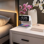 Despertador LED con carga inalámbrica | Pantalla LCD con hora, fecha y temperatura | Regulador táctil con 3 niveles de b