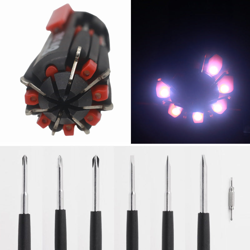 Destornillador 8 en 1 con linterna LED