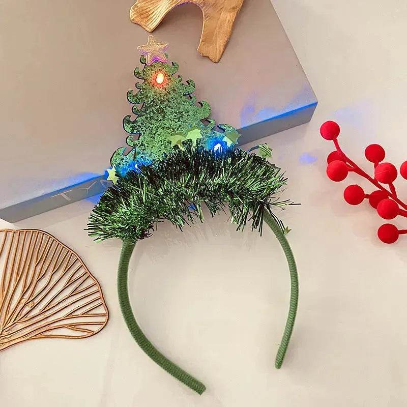 Diadema navideña luminosa con copo de nieve para mujer