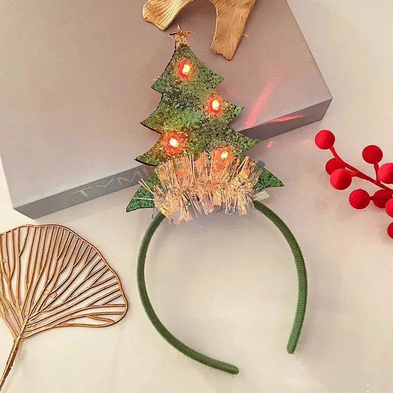 Diadema navideña luminosa con copo de nieve para mujer
