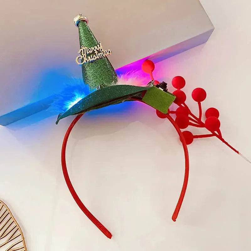 Diadema navideña luminosa con copo de nieve para mujer