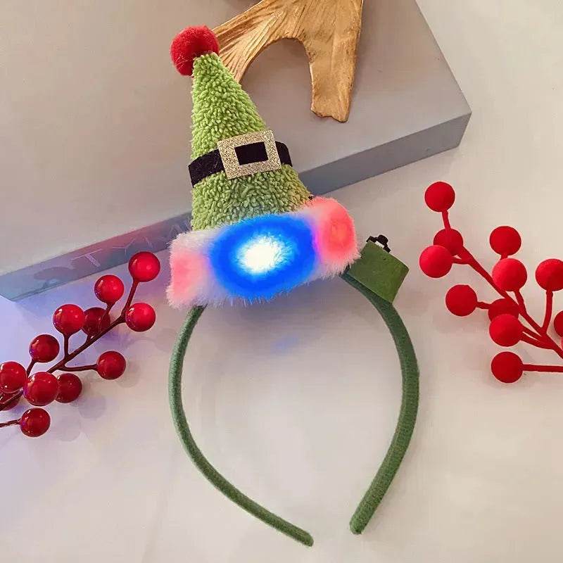 Diadema navideña luminosa con copo de nieve para mujer