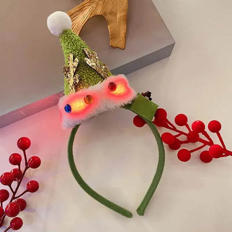 Diadema navideña luminosa con copo de nieve para mujer